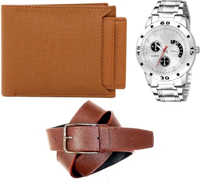 Zabby Allen Belt, Wallet & Watch Combo(Tan, Black, Silver)