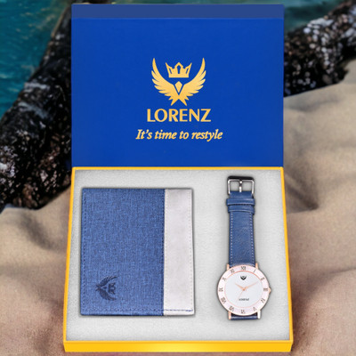 LORENZ Watch & Wallet Combo(Blue)