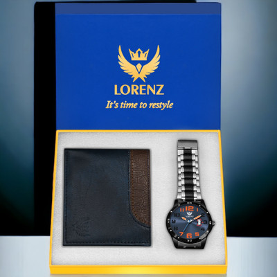LORENZ Watch & Wallet Combo(Blue)