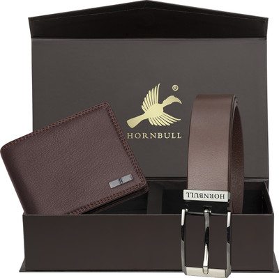 HORNBULL Wallet & Belt Combo(Brown)