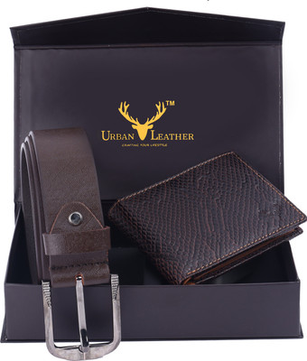 URBAN LEATHER Wallet & Belt Combo(Brown)