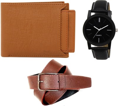 Zabby Allen Belt, Wallet & Watch Combo(Tan, Black)