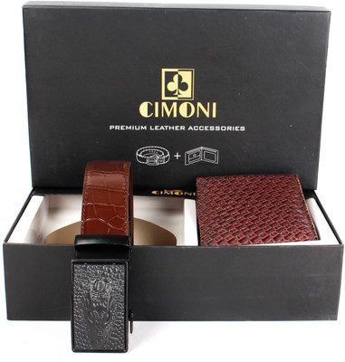 CIMONI Wallet & Belt Combo(Brown)