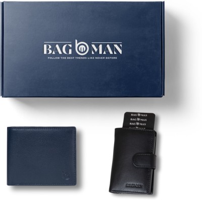 BAGMAN Card Holder & Wallet Combo(Black, Blue)