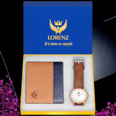 LORENZ Watch & Wallet Combo(Beige)