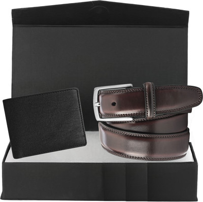 METRONAUT Wallet & Belt Combo(Brown, Black)