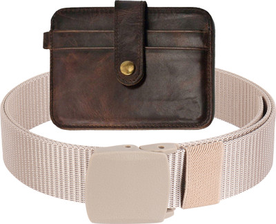 METRONAUT Wallet & Belt Combo(Beige, Brown)