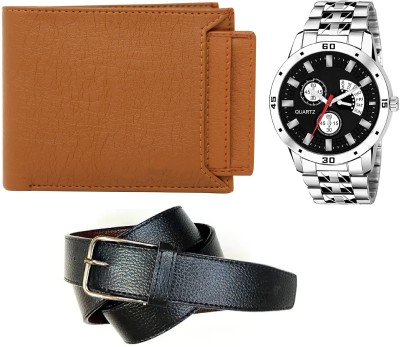 Zabby Allen Belt, Wallet & Watch Combo(Tan, Black, Silver)