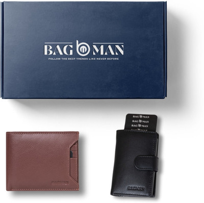 BAGMAN Card Holder & Wallet Combo(Black, Maroon)
