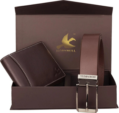 HORNBULL Wallet & Belt Combo(Brown)