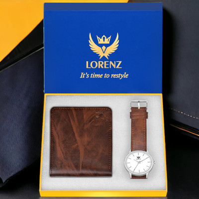 LORENZ Watch & Wallet Combo(Brown)