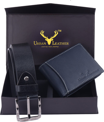 URBAN LEATHER Wallet & Belt Combo(Black)