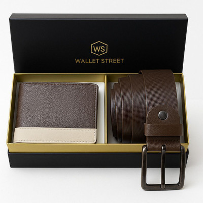 WalletStreet Wallet & Belt Combo(Brown)