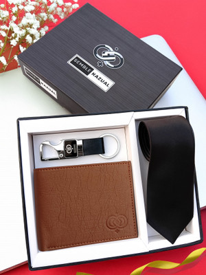 SEMBLE KAZUAL Wallet,Belt & Cufflink tie pin(Brown, Black)