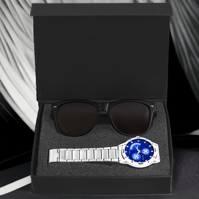 LORENZ Watch & Sunglass Combo(Blue, Black)