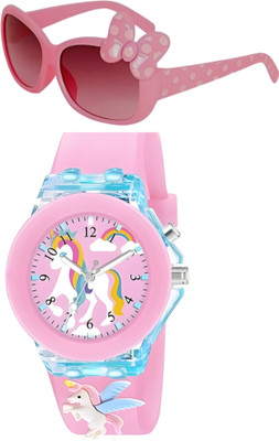 ALNA-TURA Watch & Sunglass Combo(Pink)