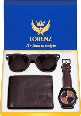 LORENZ Watch, Sunglass & Wallet Combo(Black, Brown)