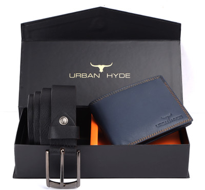 URBAN HYDE Wallet & Belt Combo(Black, Blue)