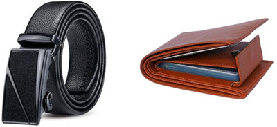 Just Leatheer Wallet & Belt Combo(Black, Brown)