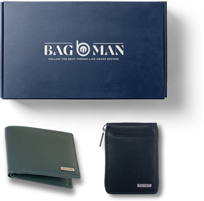 BAGMAN Card Holder & Wallet Combo(Black, Green)