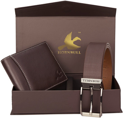 HORNBULL Wallet & Belt Combo(Brown)