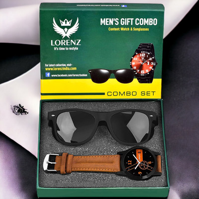 LORENZ Watch & Sunglass Combo(Black)