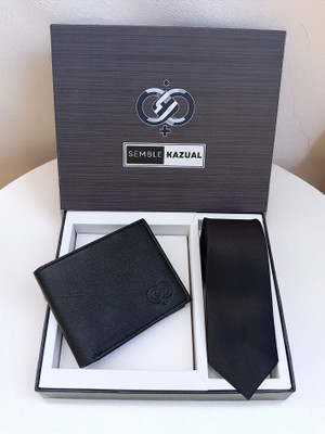 SEMBLE KAZUAL Wallet,Belt & Cufflink tie pin(Black)