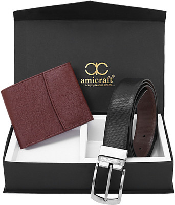 Amicraft Wallet & Belt Combo(Maroon)