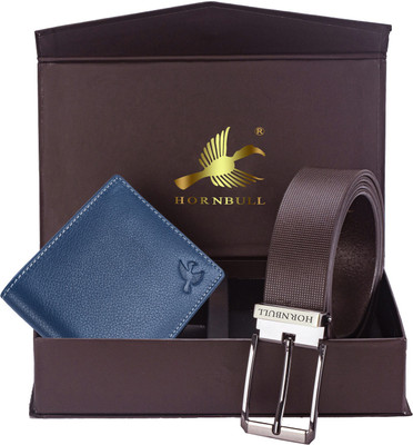 HORNBULL Wallet & Belt Combo(Blue)