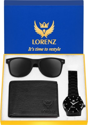 LORENZ Watch, Sunglass & Wallet Combo(Black)