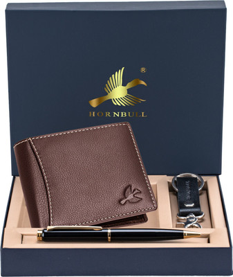 HORNBULL Wallet,Key Chain & Pen(Brown)
