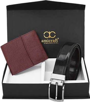 Amicraft Wallet & Belt Combo(Brown)