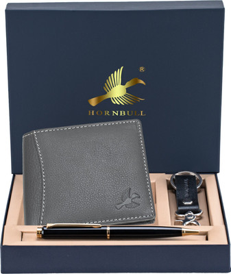 HORNBULL Wallet,Key Chain & Pen(Grey)