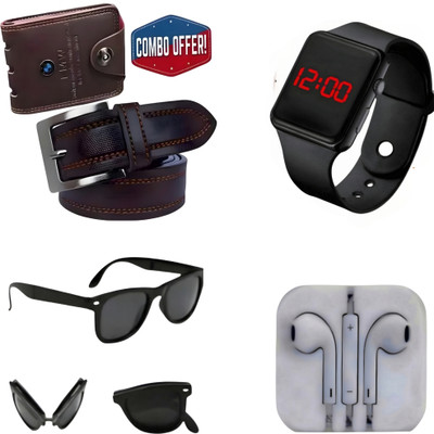 Kkhatu Watch, Sunglass & Belt Combo(Multicolor)