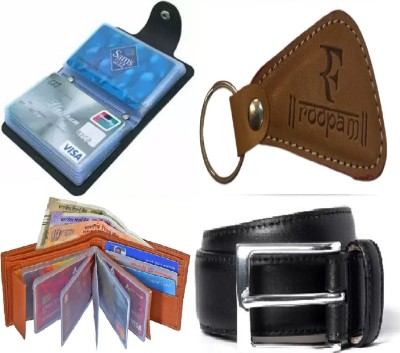 KAIN Card Holder, Wallet & Belt Combo(Black)