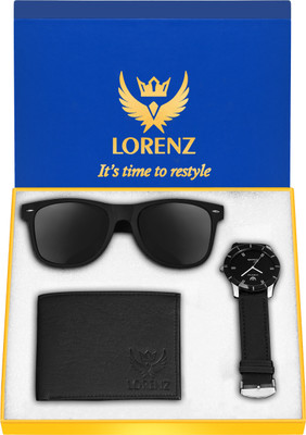 LORENZ Watch, Sunglass & Wallet Combo(Black)