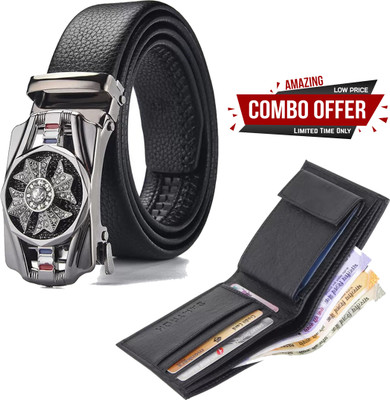 JKM COLLECTION Wallet & Belt Combo(Black)