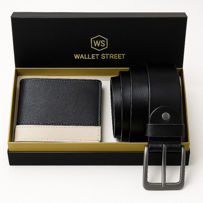 WalletStreet Wallet & Belt Combo(Black)