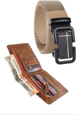 Zhermack Wallet & Belt Combo(Khaki, Tan)