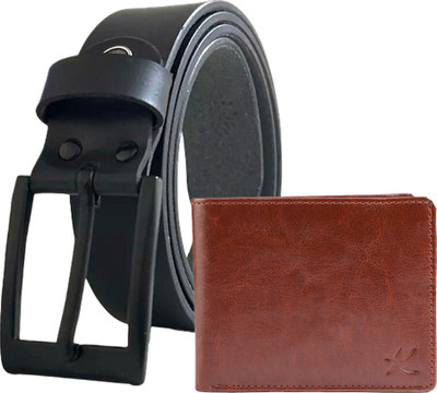 Kastner Wallet & Belt Combo(Black, Brown)