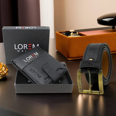 LOREM Wallet & Belt Combo(Black)