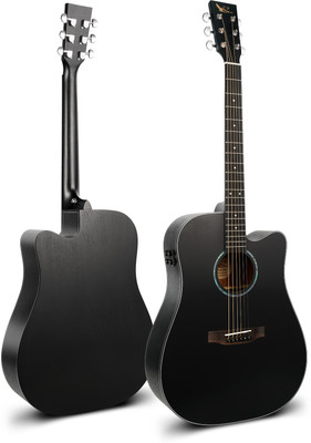 swan7 EN-300 Black Trans-Acoustic In-Built Bluetooth Semi-acoustic Guitar Mahogany Rosewood Right Hand Orientation(Black)