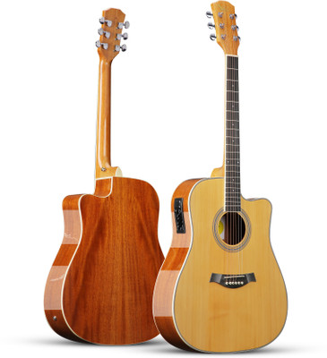 swan7 SW41C-NAT Natural Glossy Semi-Acoustic Guitar with Equalizer Bag and Picks Semi-acoustic Guitar Spruce Rosewood Right Hand Orientation(Natural)