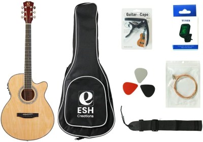 Esh Creations E40CHEQ High Gloss Semi-acoustic Guitar Linden Wood Synthetic Wood Right Hand Orientation(Natural)