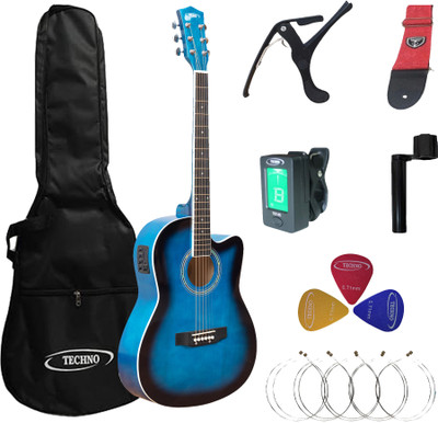 Techno RJ-10239CEG- ProSound with 4-Band EQ-39 Inch Semi-acoustic Guitar Mahogany, Spruce Rosewood Right Hand Orientation(Blue)