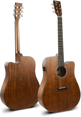 swan7 EN-300 Trans-Acoustic In-Built Bluetooth Semi-acoustic Guitar Mahogany Rosewood Right Hand Orientation(Brown)