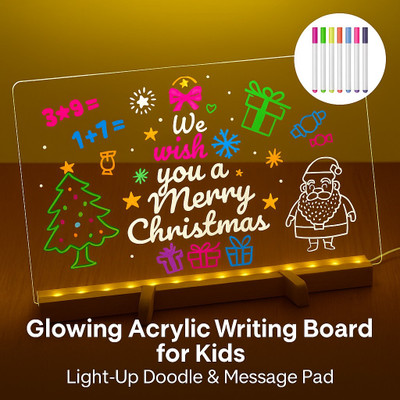 HUDHUD 3D Acrylic Writing Board with 12 Pen,LED Rewritable Acrylic Message Board 20 cm Acrylic Sheet(2 mm)