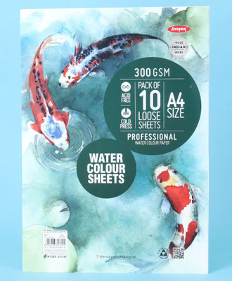 ANUPAM Professional Water Colour Sheets 10 Loose Sheets -300 Gsm A4 Size 29 Acrylic Sheet(0 mm)