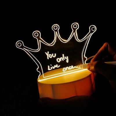 SJENTERPRISES 3-D Acrylic Rewritable Message Observe Board with LED mild Drawing 12 cm Acrylic Sheet(5 cm)