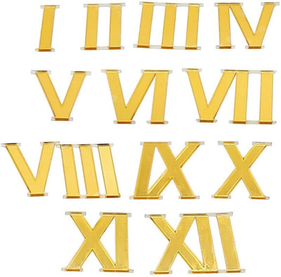 BanteyBanatey 12 Golden Acrylic Roman Numbers / Numerals /Digits for Clock Making in Resin Art 5 cm Acrylic Sheet(2 mm)